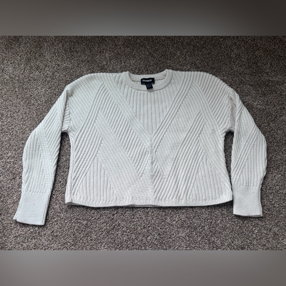 Express Women's White/Cream Cropped Sweater